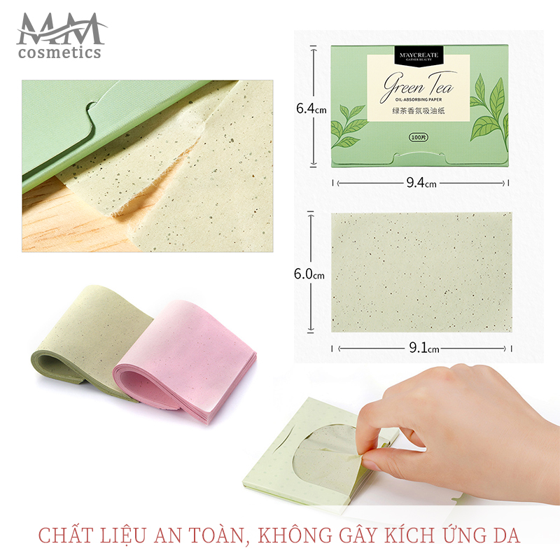 (Chính hãng) Giấy thấm dầu cao cấp 100 miếng Maycreate ( Mẫu Mới )
