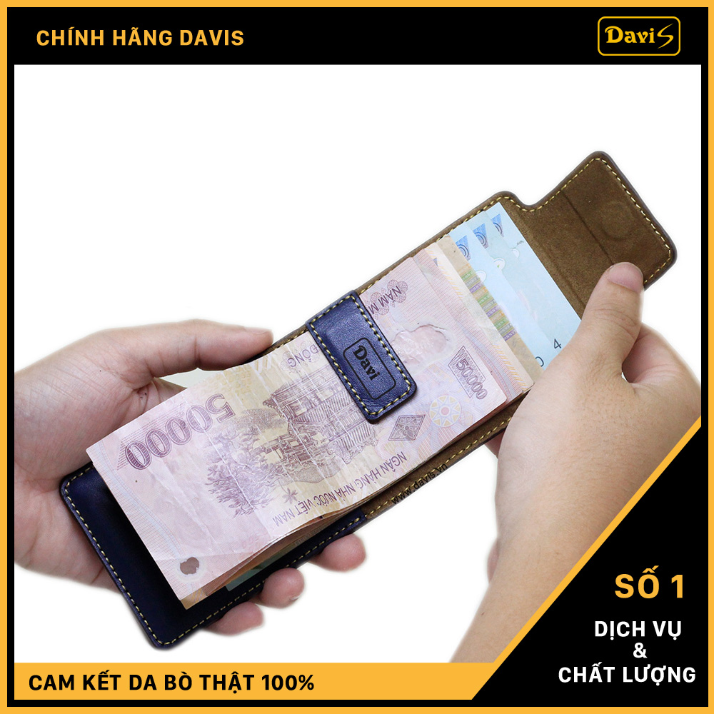 Money clip genuine leather - Davis (Black)
