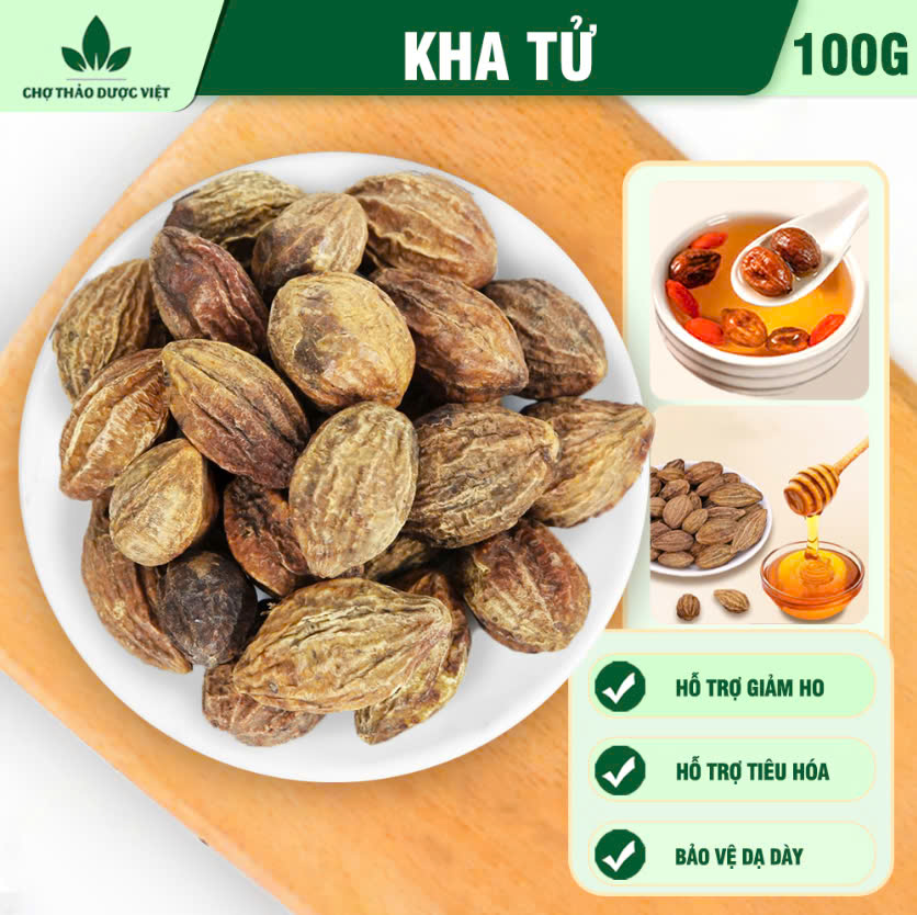Quả kha tử khô 100g, hạt to, sạch, kha tử ngậm ho, dùng nấu siro, hỗ trợ giảm đau họng, khan tiếng