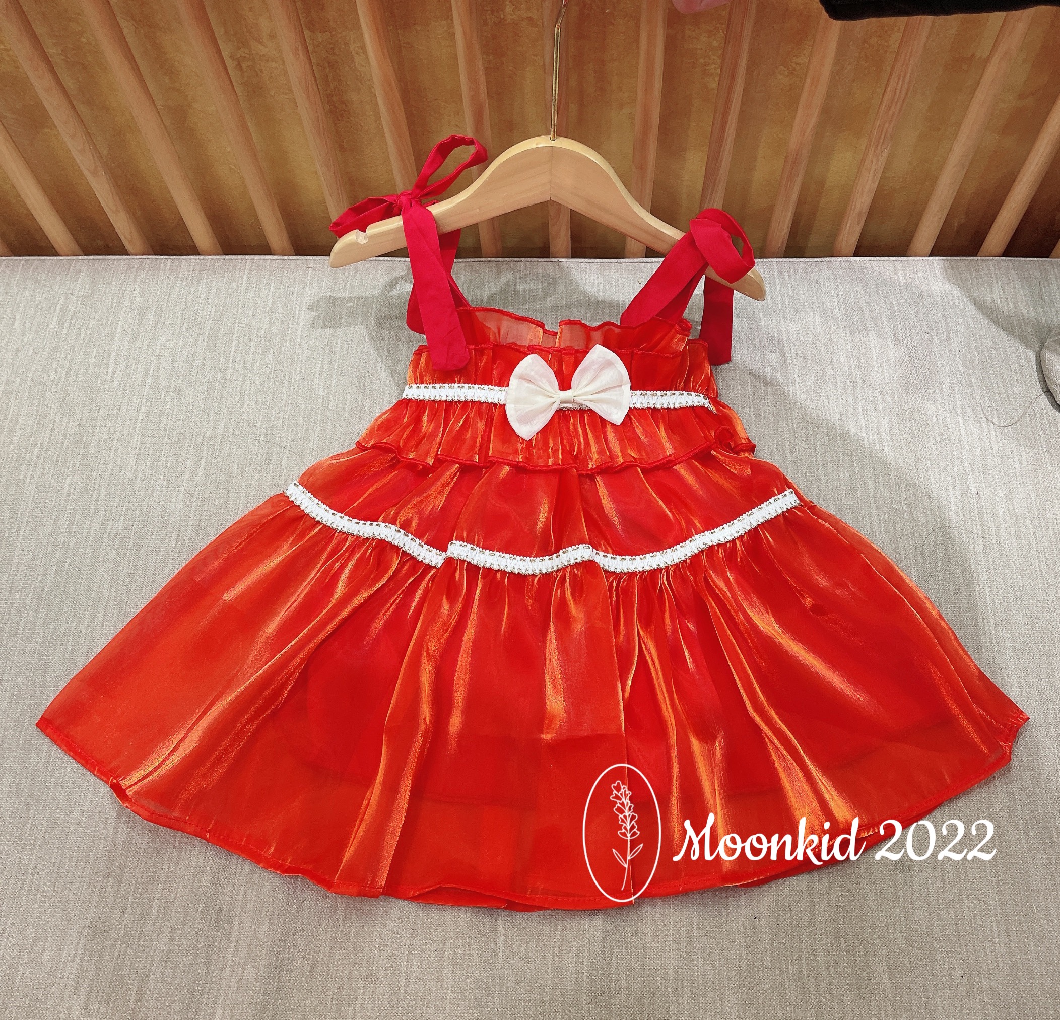 Váy đầm công chúa vải tơ óng cao cấp cho bé gái