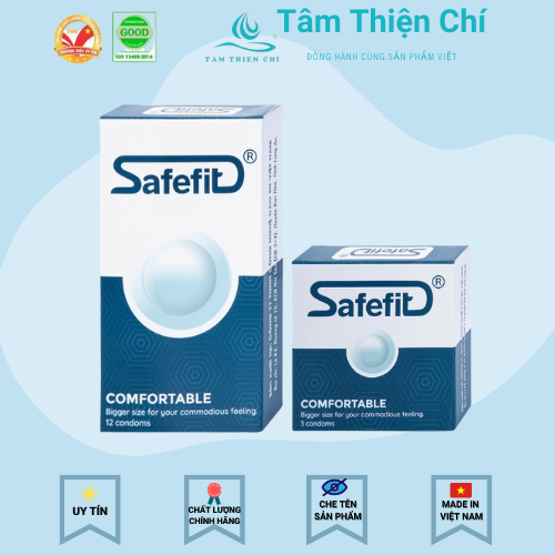 Bao cao su Comfortable mỏng trơn Safefit Tâm Thiện Chí