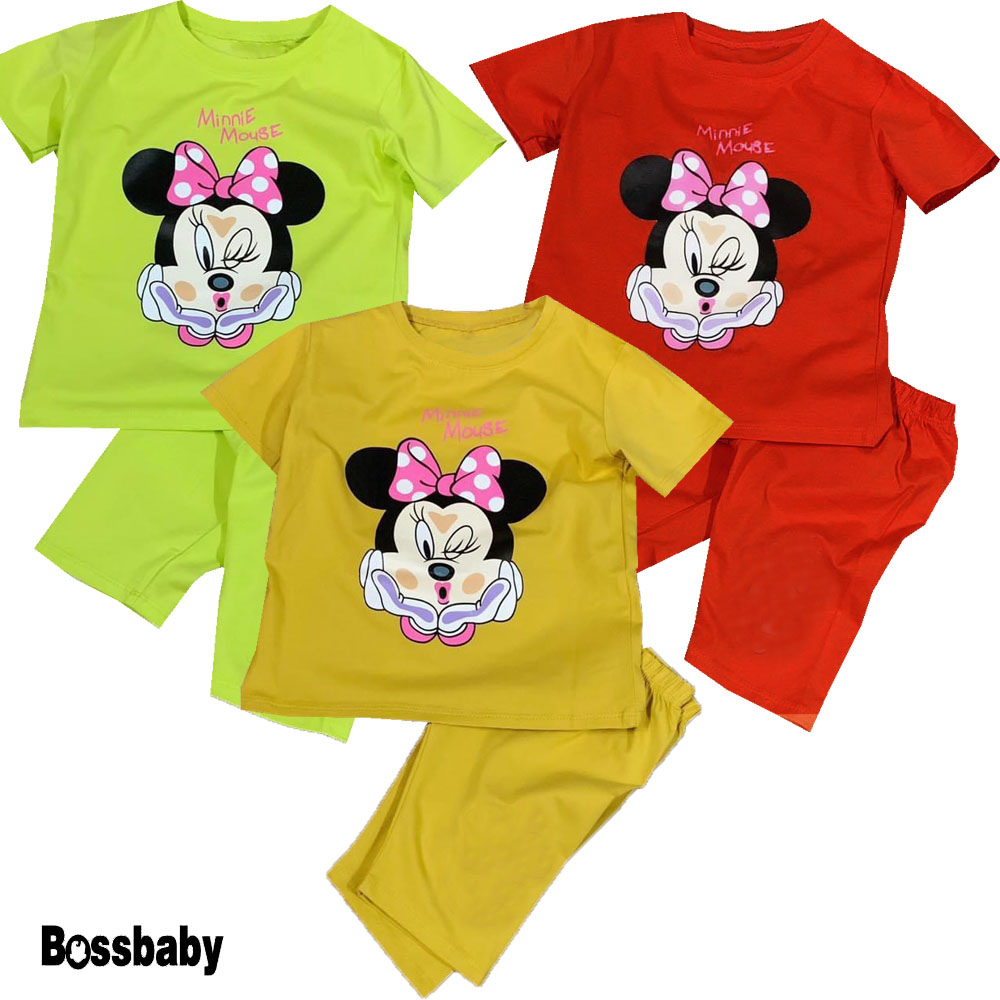 [HCM]Combo 3 Đồ bộ ngắn taybộ meckey min MINMUOSE bé gái ( 6kg-29kg).BDBG25.