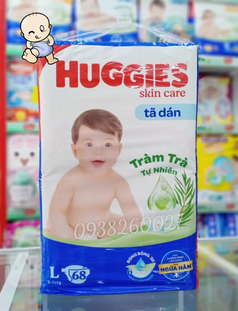 Tã Dán Huggies tràm trà M76/L68/XL60/XXL54 miếng