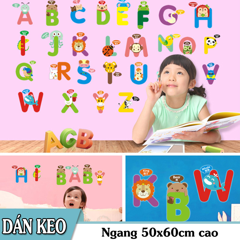 Decal trang trí Bảng chữ Cái Sắc màu cho Bé