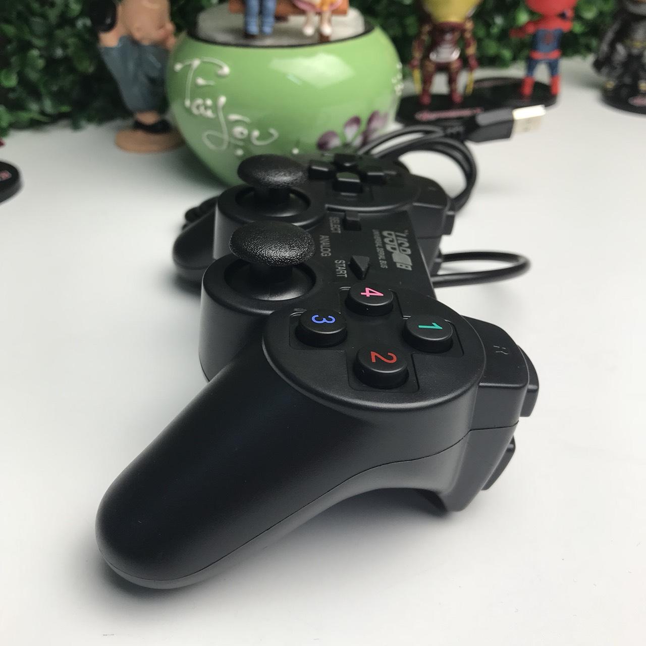 Tay cầm chơi game cho PC/Laptop cổng USB đen (có gạt Analog và có rung)