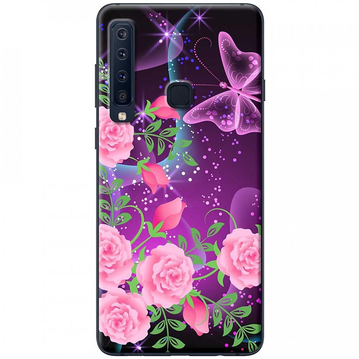 Ốp lưng dành cho Samsung Galaxy A9 mẫu Hoa hồng bướm tím