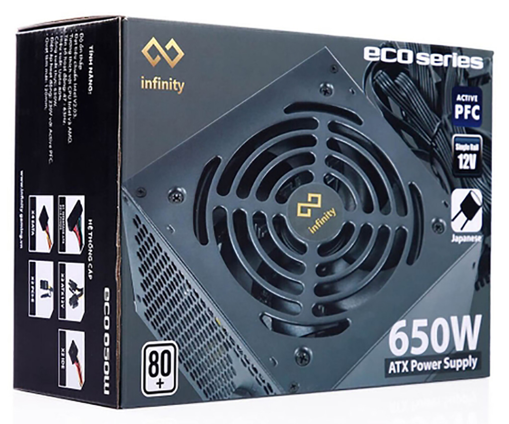 BỘ NGUỒN MÁY TÍNH INFINITY ECO 650W (80 PLUS/ACTIVE PFC/SINGLE RAIL)