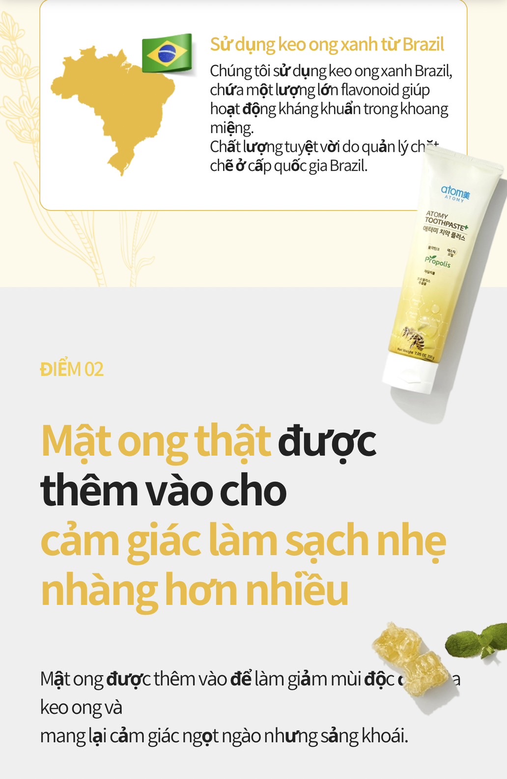 Kem đánh răng sạch khuẩn và ngừa sâu răng vượt trội chiết xuất từ keo ong - Atomy Propolis toothpaste 200gram - 애터미 치약 플러스 200g - Атоми Зубная Паста Набор