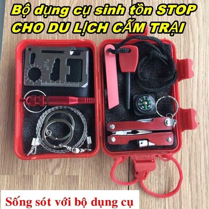 Bộ dụng cụ sinh tồn S.TOP bộ kìm đa năng như ( đèn pin, d,ao nhỏ, cưa nhỏ, kìm, đánh lửa, la bàn, dây cưa cầm tay, móc nhôm leo núi,)