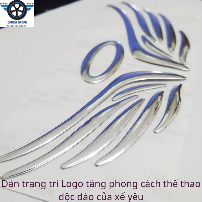 Tem,decan dán trang trí logo xe hơi,Đôi Cánh Thiên Thần 3D