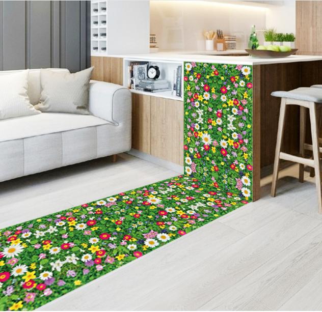 Decal trang trí Thảm Cỏ Hoa Cúc sắc màu 02