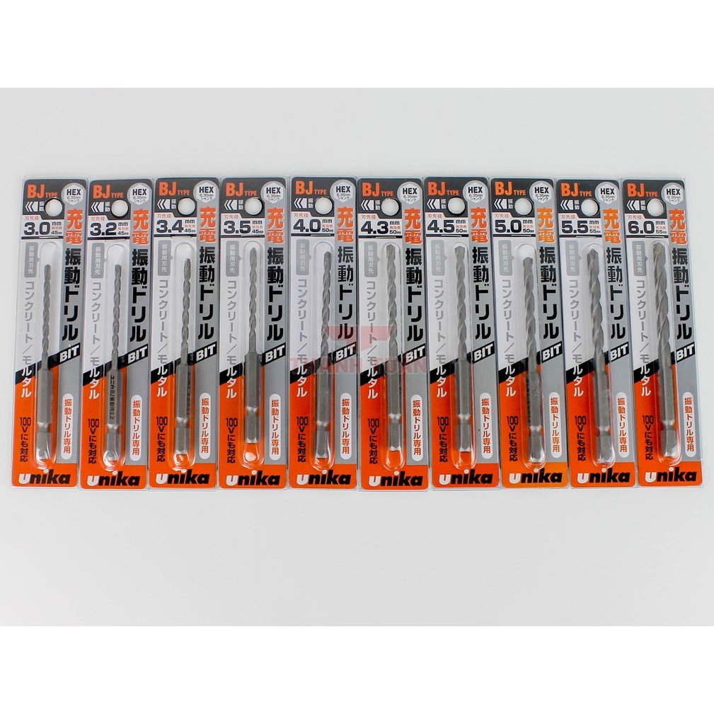 [HCM]Mũi khoan bê tông Nhật - Unika chân lục giác BJ - Chính Hãng