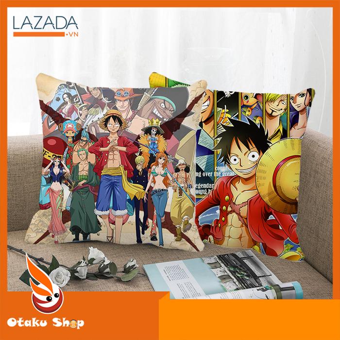 [HCM]Áo gối bao gối ôm  gối sofa gối tựa lưng 40x40cm gối hình Anime One Piece - Otakushop