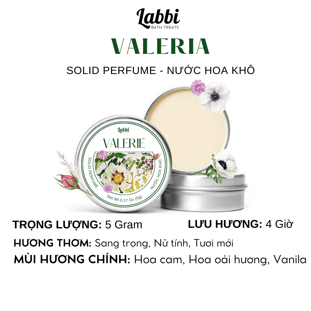 Valerie - nước hoa khô 20g lưu hương 4 giờ labbi