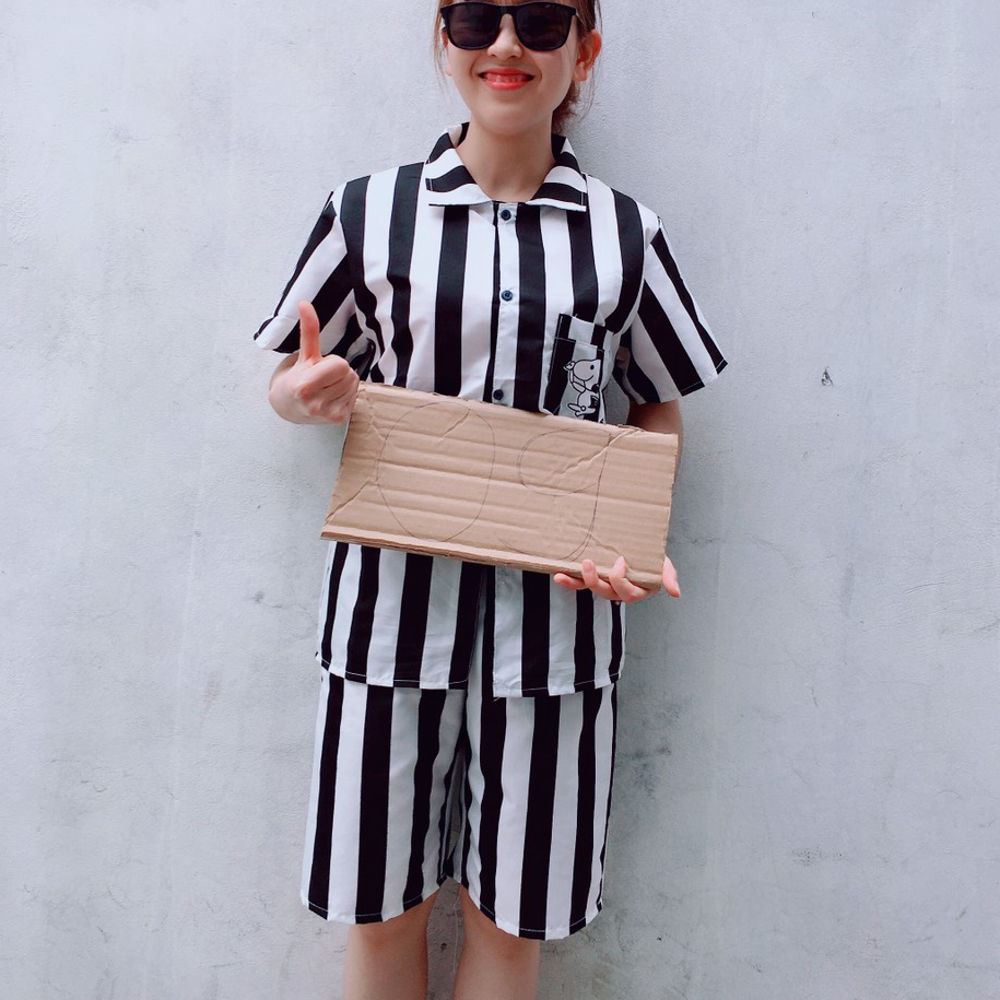 [ CHƠI LÀ CHẤT LÀ NGẦU ] Bộ Tù Trưởng Kẻ Sọc Quần Áo Phạm Nhân Pizama Siêu Hot Của Năm 2021 N65