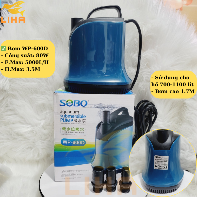 Máy bơm chìm hút cặn đáy sobo wp-600d - bơm chìm hút cặn cho bể cá