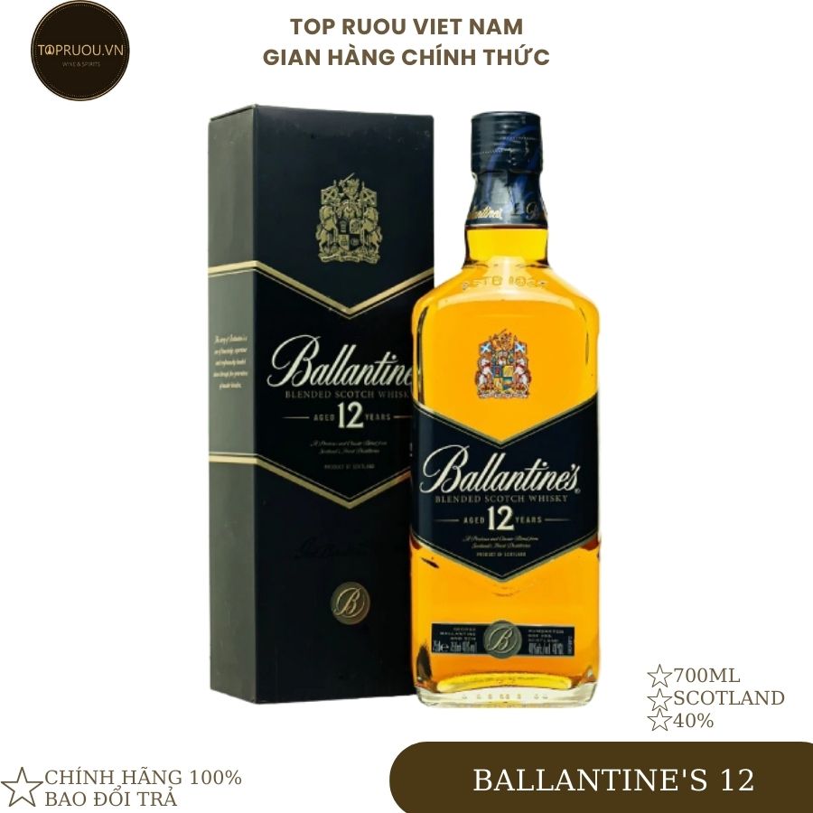 [Top Rượu VN] Rượu Whisky Ballantine's 12 - 700ml [Chính Hãng]