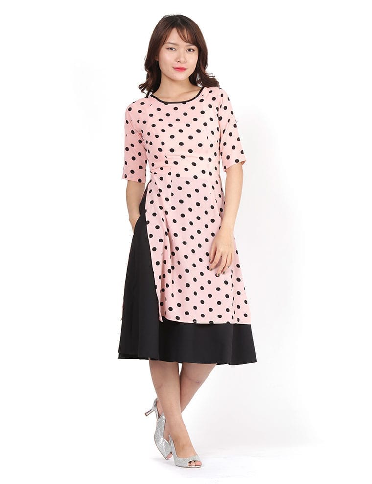 [4.4 Hoàn tiền 15%][HCM]Áo dài chấm bi - MS 01A