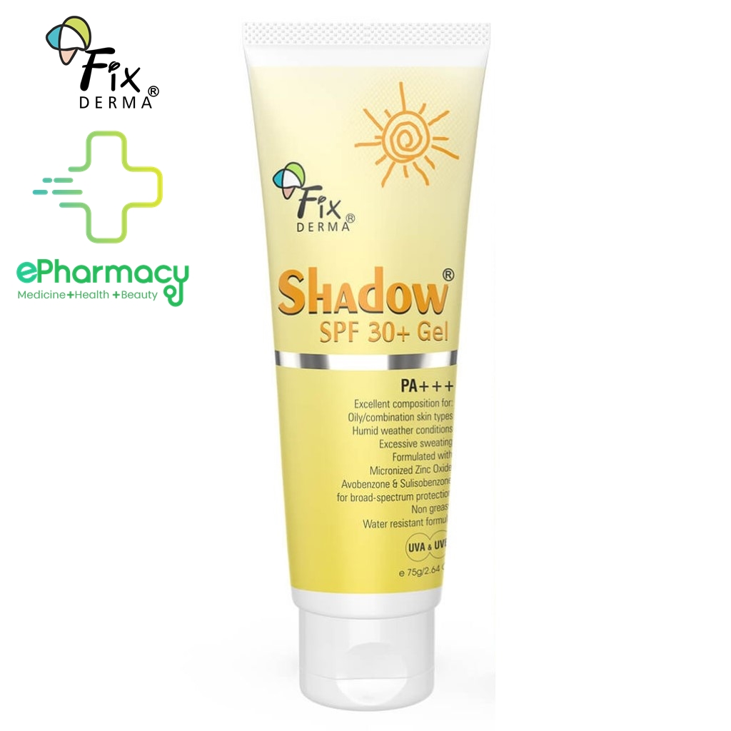 Kem Chống Nắng Fixderma Shadow Sunscreen dạng gel cho da dầu mụn, da nhạy cảm, da em bé SPF 30+ 75g