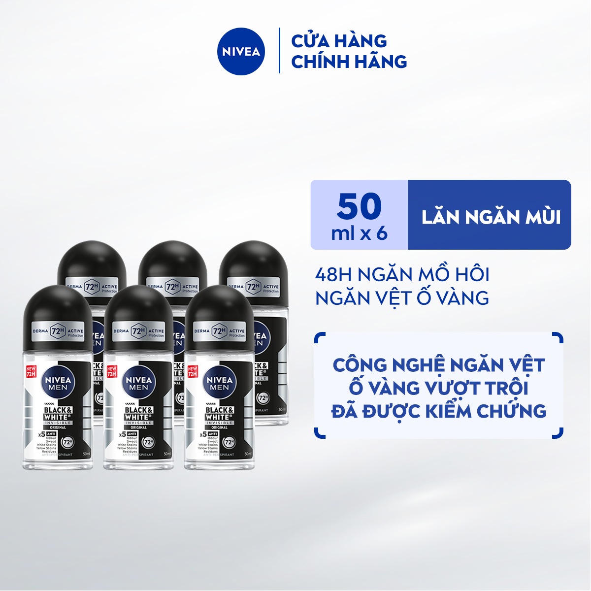 Bộ 6 Lăn Ngăn Mùi NIVEA MEN (50ml)