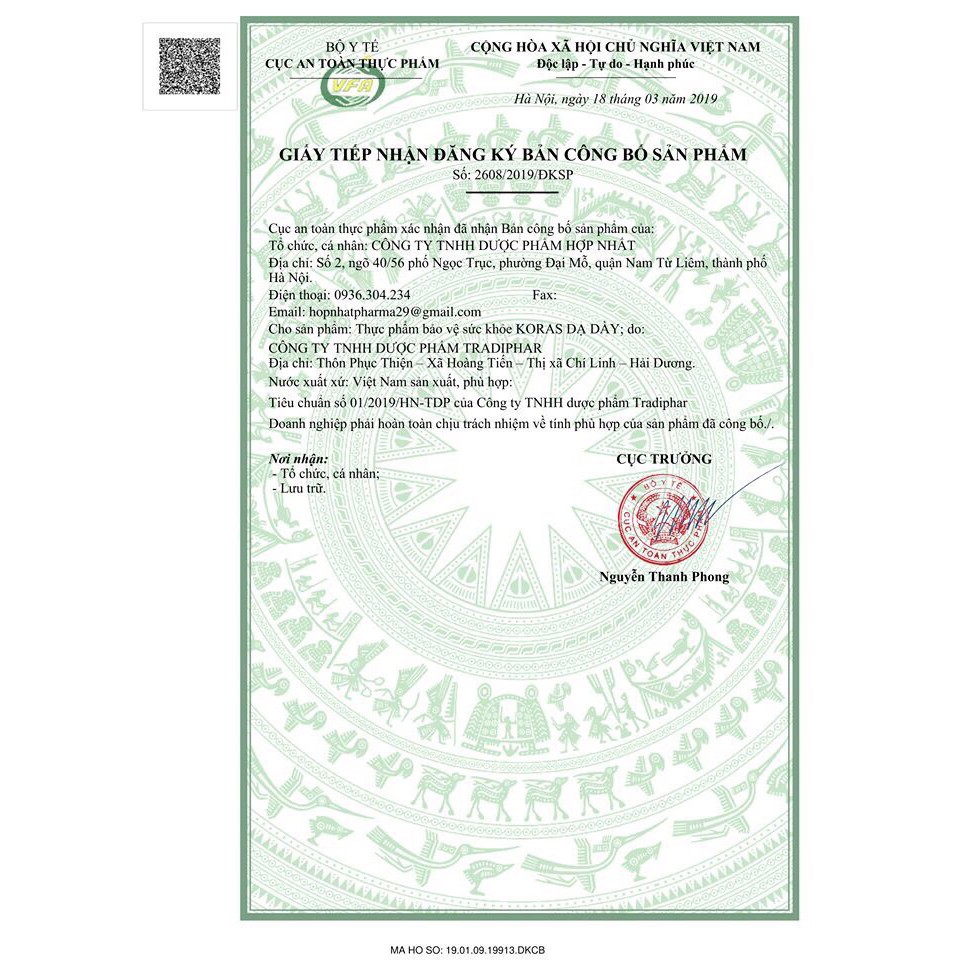 [HCM]Thực phẩm bảo vệ sức khỏe KORAS DẠ DÀY