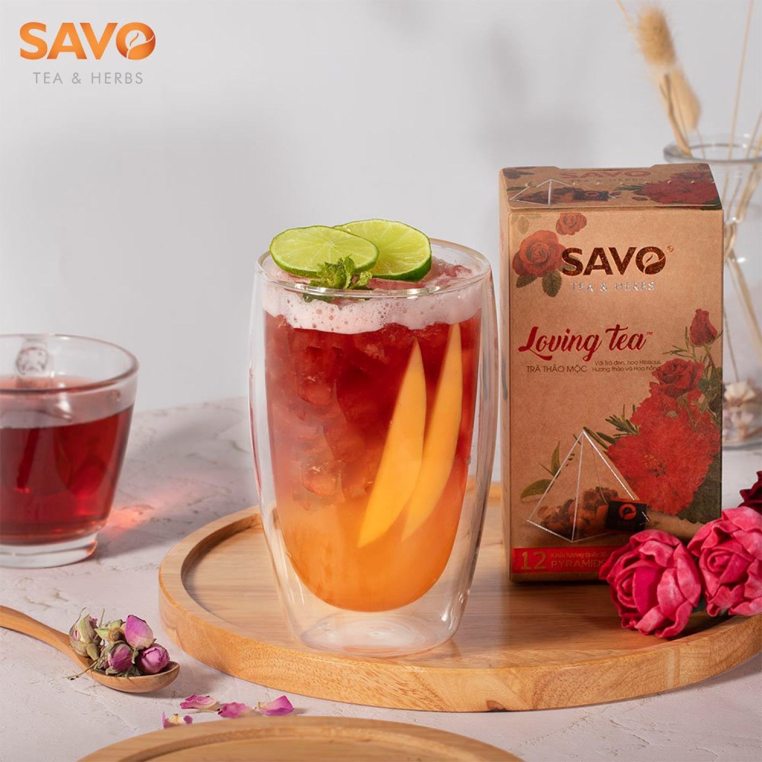 Trà Loving SAVO - Trà thảo mộc (trà đen, hoa hồng, hibiscus, hương thảo)