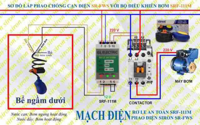 Rơ le an toàn cho phao điện (chuyền nguồn phao thành 12V an toàn) SRF-111M