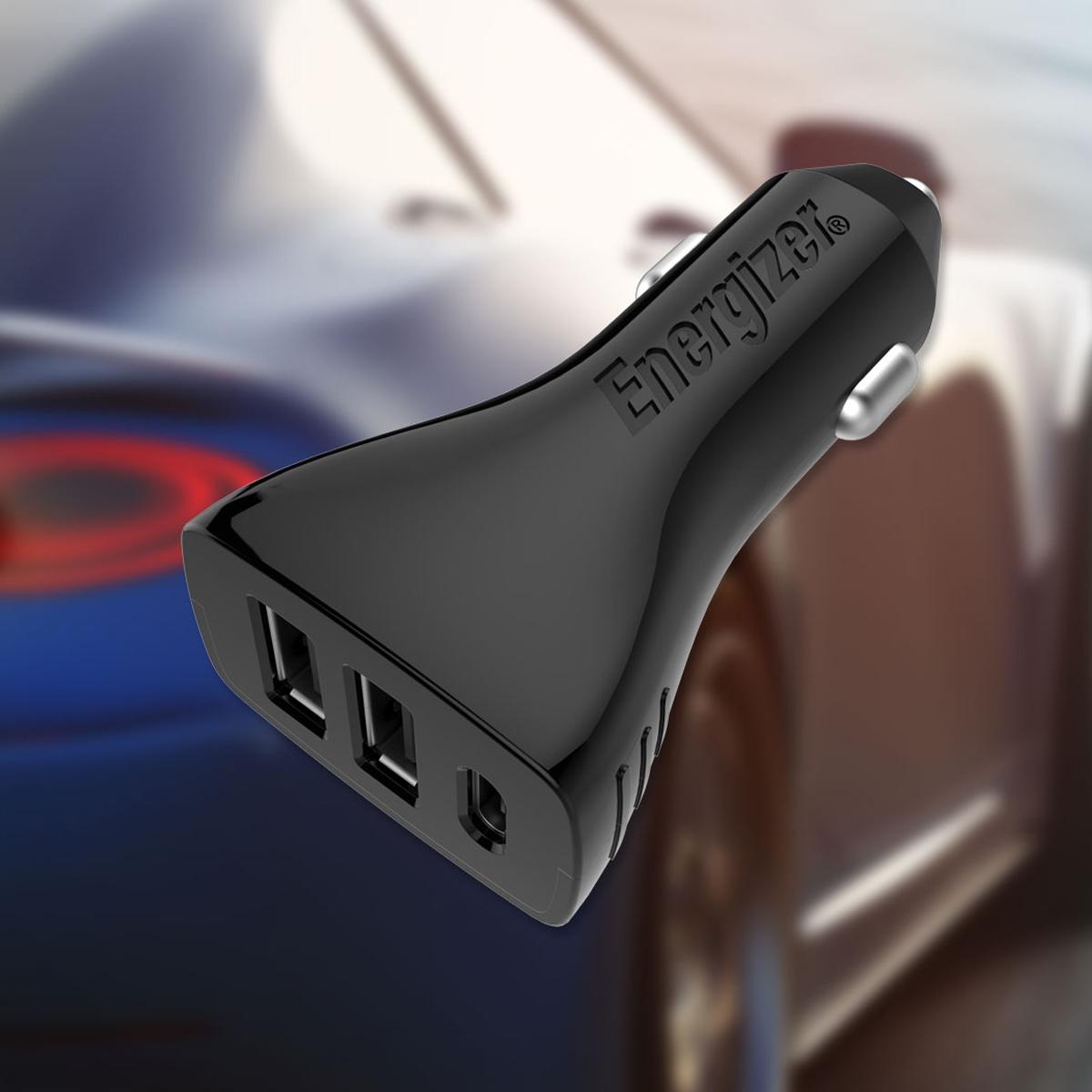 Sạc ô-tô Energizer 35W 2USB/1USB-C kèm cáp USB-C2.0 - DC21PGUCC3