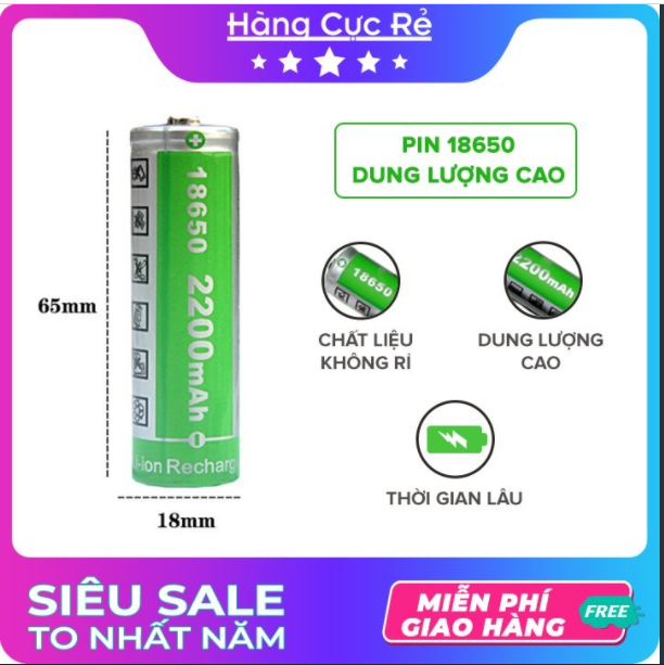 Bộ 2 pin sạc 3.7V 18650