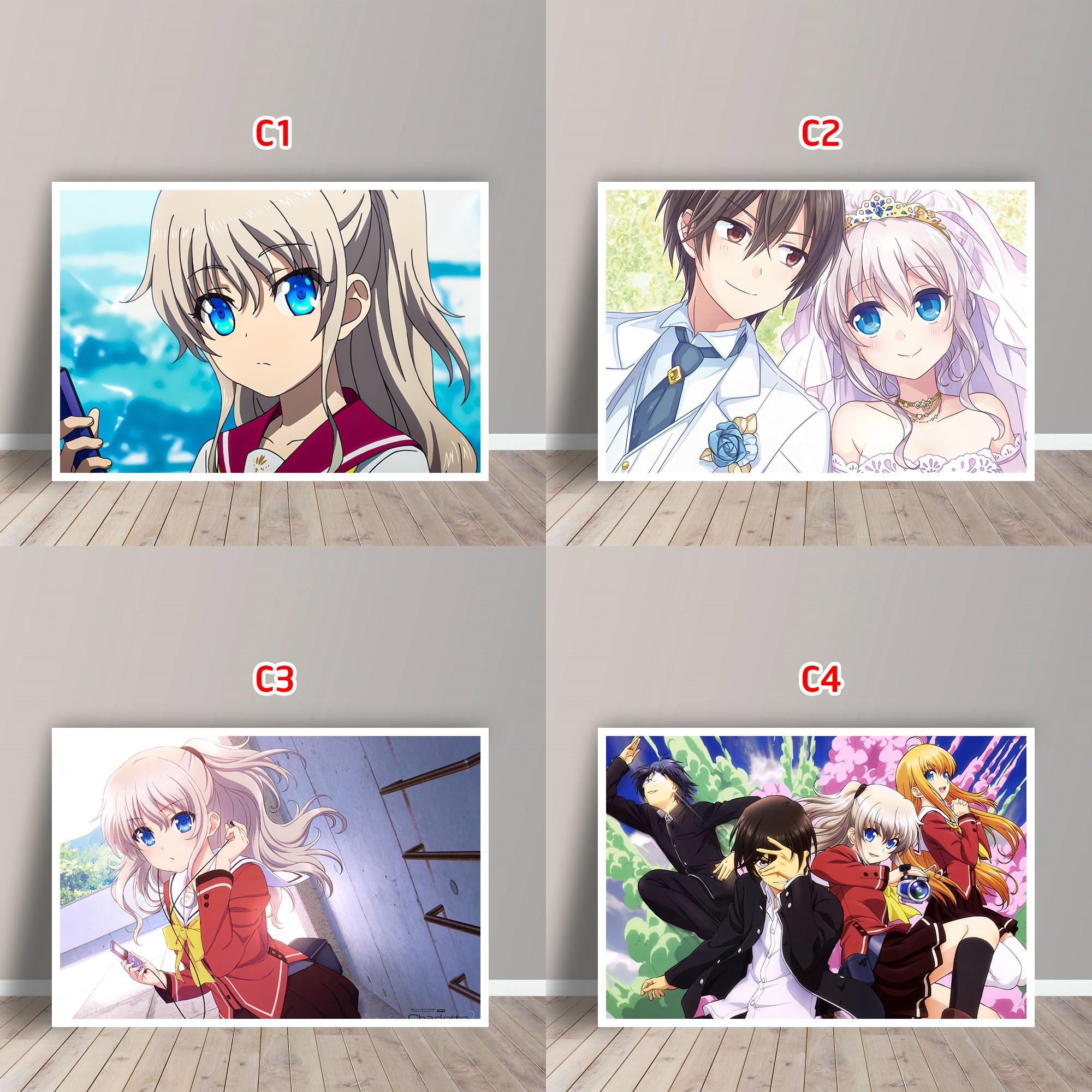 Tấm Postcard Cao Cấp Anime Charlotte (21cm x 15cm)