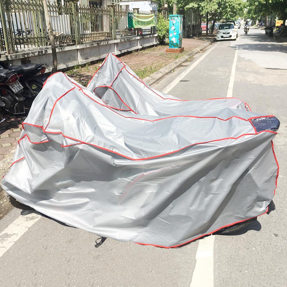 Bạt che xe máy ngoài trời màu ghi Huy Tuấn
