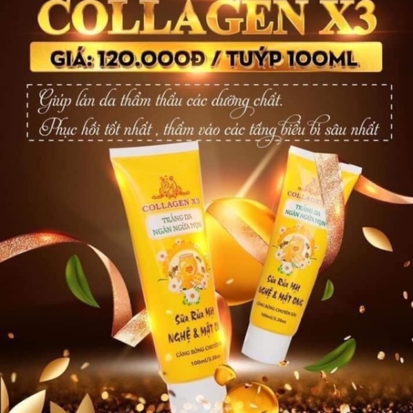 [Chính hãng] Sữa rửa mặt nghệ mật ong Collagen X3 Mỹ Phẩm Đông Anh nhập khẩu
