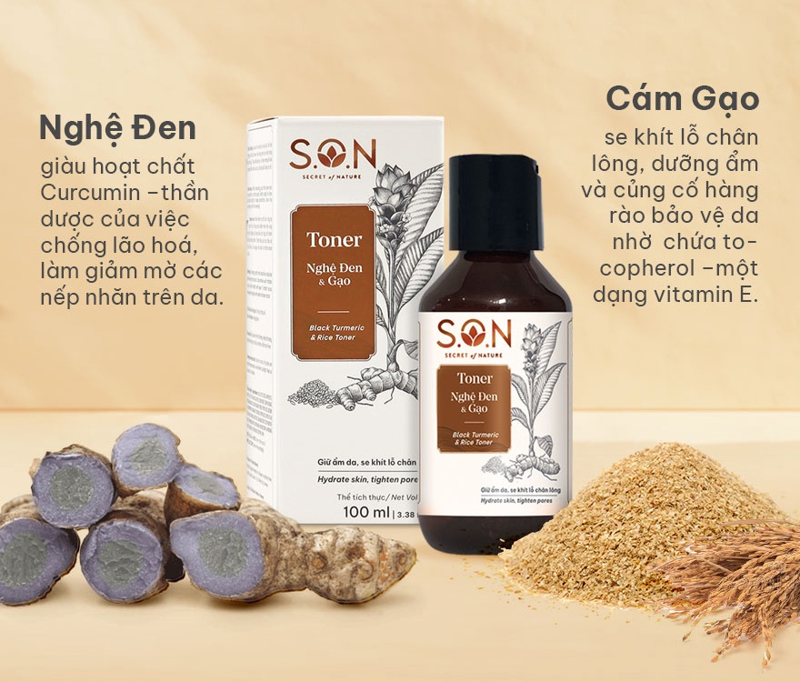 Toner S.O.N Nghệ Đen & Gạo 100ml
