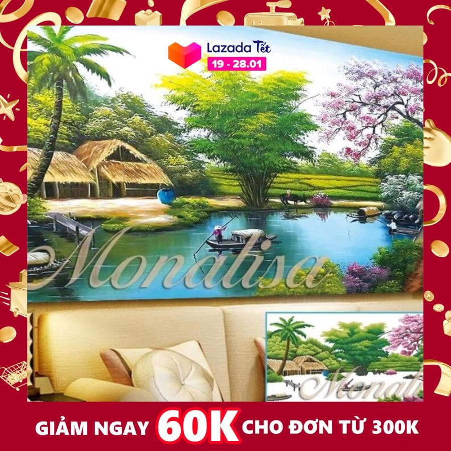 Tranh Đính Đá Phong Cảnh Đẹp 120x65cm