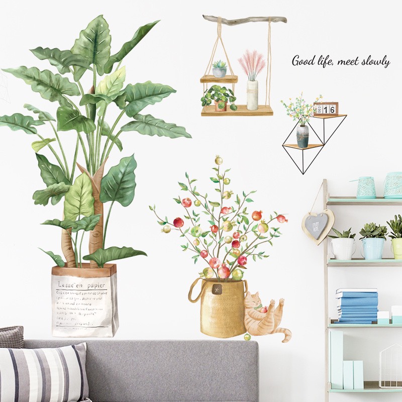 Decal dán tường [Bộ sưu tập các mẫu hoa lá,động vật] BS295