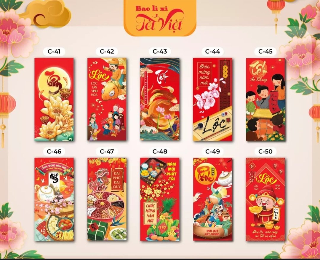 Combo 100 Bao Lì Xì Tết 2022 Mix 20 Mẫu