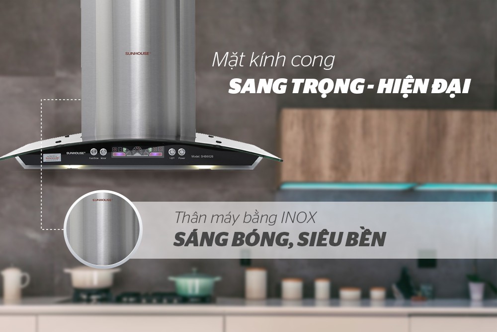 [Sunhouse Chính Hãng] Máy Hút Mùi Kính Cong Sunhouse SHB6626