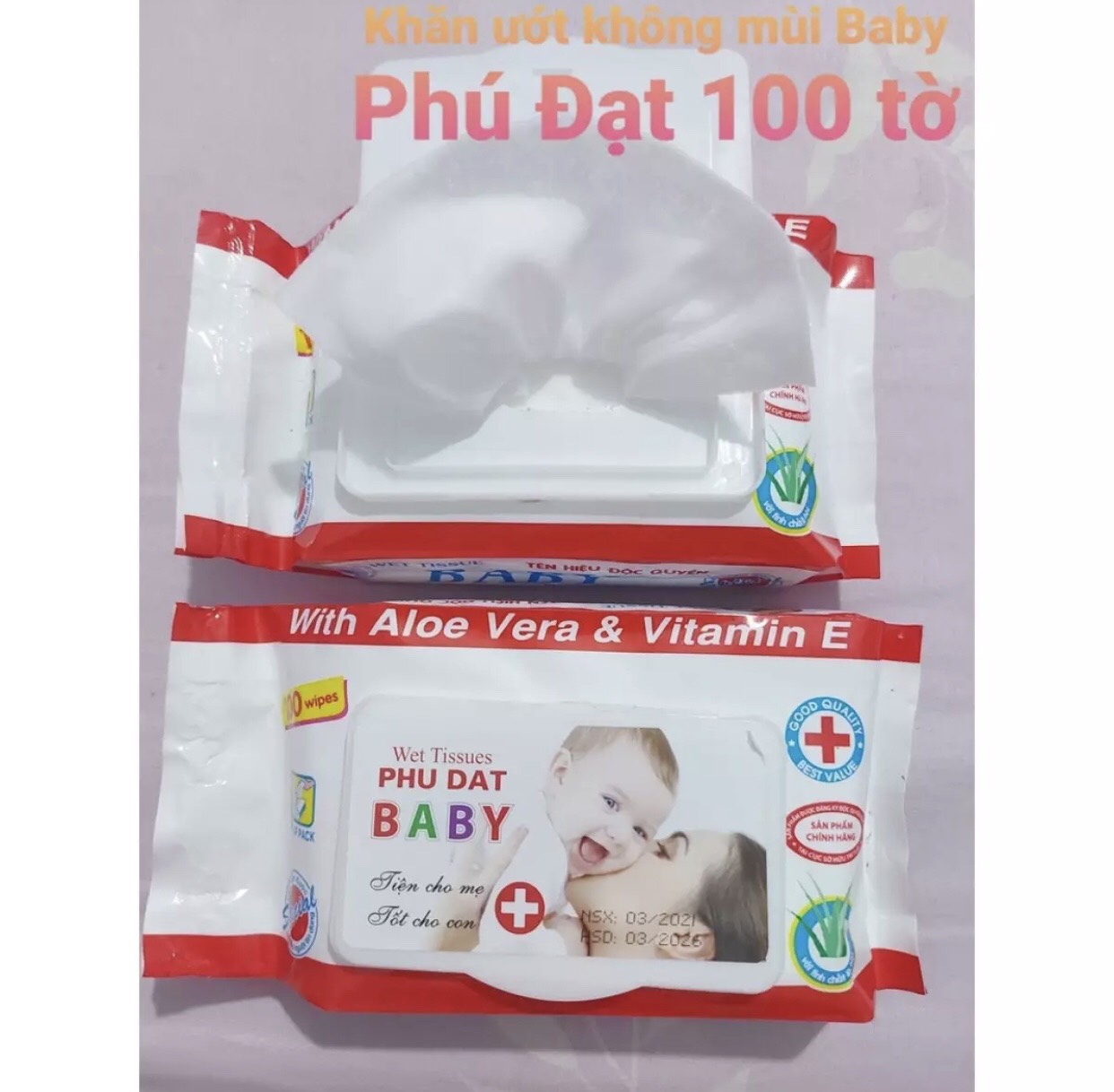 KHĂN GIẤY ƯỚT PHÚ ĐẠT CAO CÂP 100 TỜ/GÓI