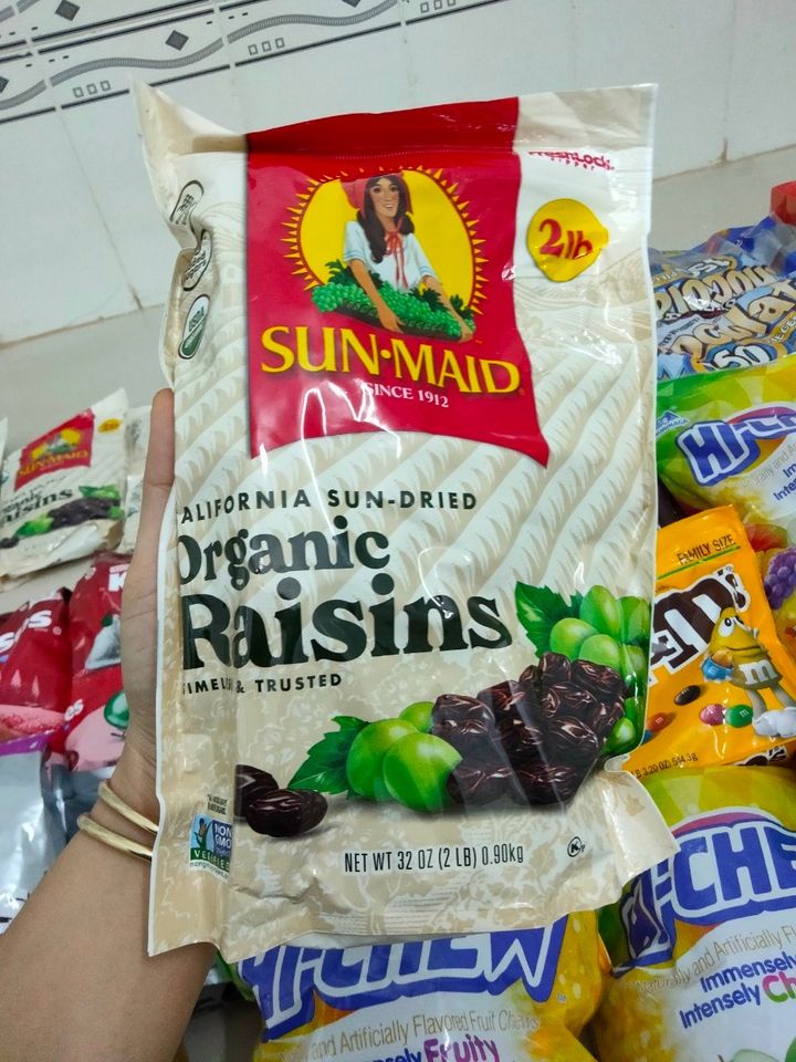 Nho hữu cơ sấy khô mỹ sunmaid organic raisins 907g