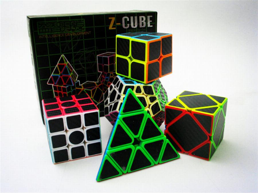 Combo 5 Rubik Zcube Carbon Biến Thể - 5 Rubik Cao Cấp  ( Tặng 5 chân đế rubik )