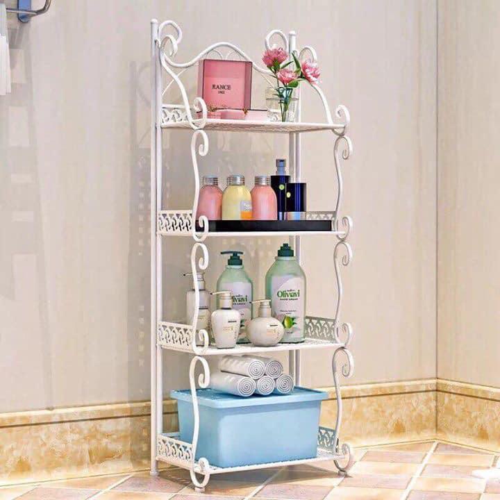 Kệ sắt 4 tầng hoa văn phủ sơn chống rỉ cao cấp