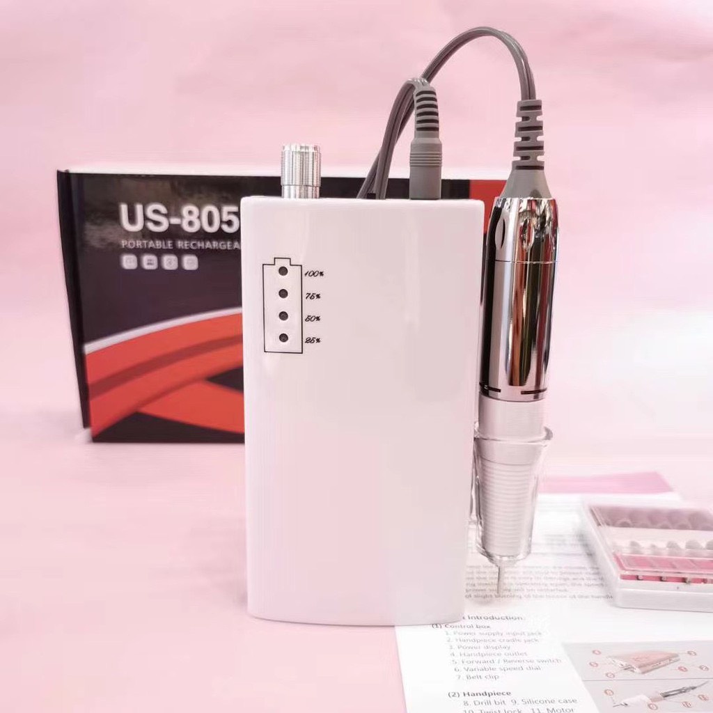 Máy mài nail tích điện US805 cực êm tay, pin tích điện lâu hàng chuẩn loại 1- BẢO HÀNH 3 tháng, máy mài móng