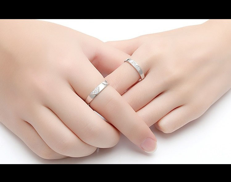 Nhẫn đôi Bạc Hiểu Minh nc014 trái tim tình yêu