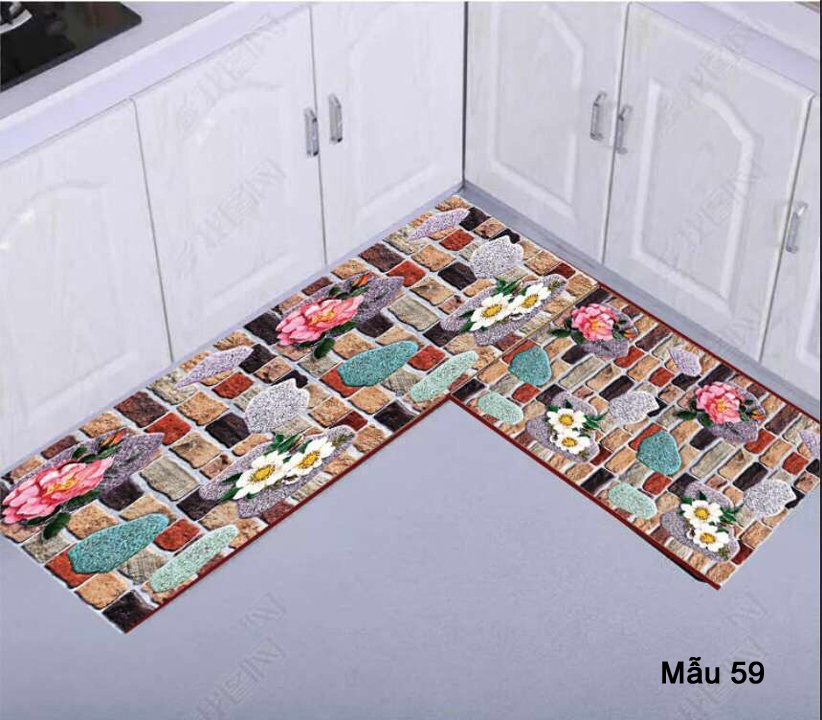 Bộ thảm bếp 2 chiếc hình sỏi đá mẫu 60
