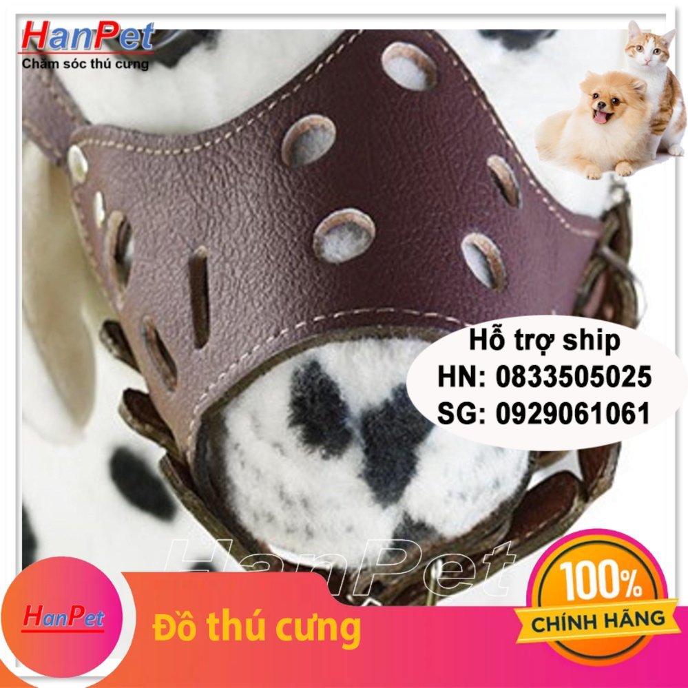 Hanpet - Rọ mõm chó lớn 15- 25kg bằng da kiểu chống sủa size L ( 375g)- HP10485TC