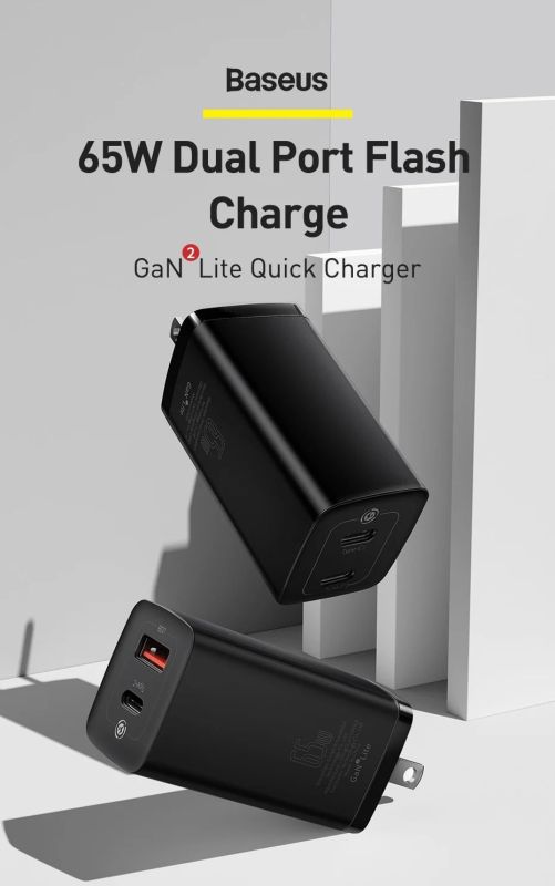 Cốc sạc nhanh siêu nhỏ Baseus 65W GaN2 Lite Quick Charge 4.0 3.0 PD Sạc Nhanh Cho IPhone12 Xiaomi Macbook Pro Loại C