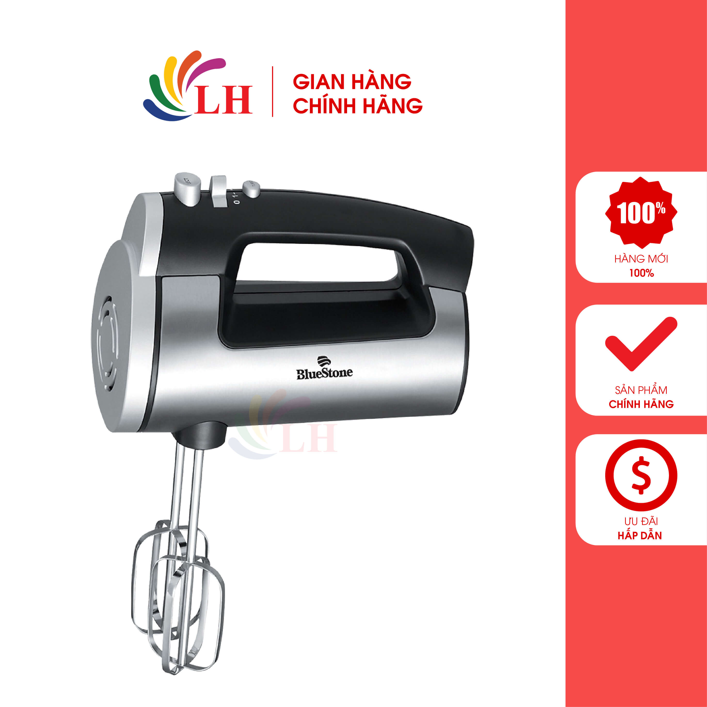 Máy đánh trứng bluestone hmb-6333s - hàng chính hãng - công suất 300w, tự ngắt điện khi quá tải, que trộn inox 304