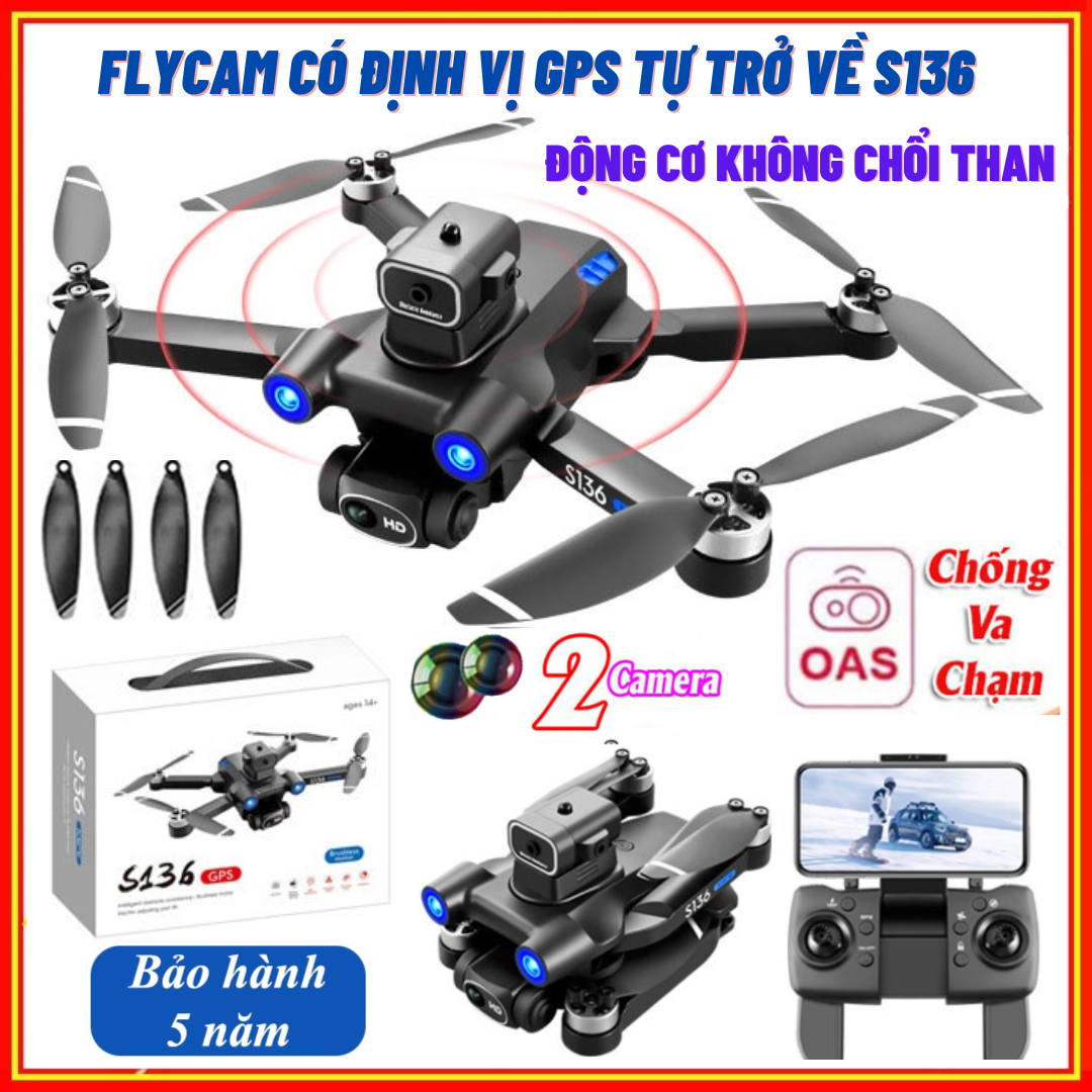 Flycam mini 4K S136 Pro Max obstacle avoidance camera, plycam with positioning G.P. s self rotating brushless