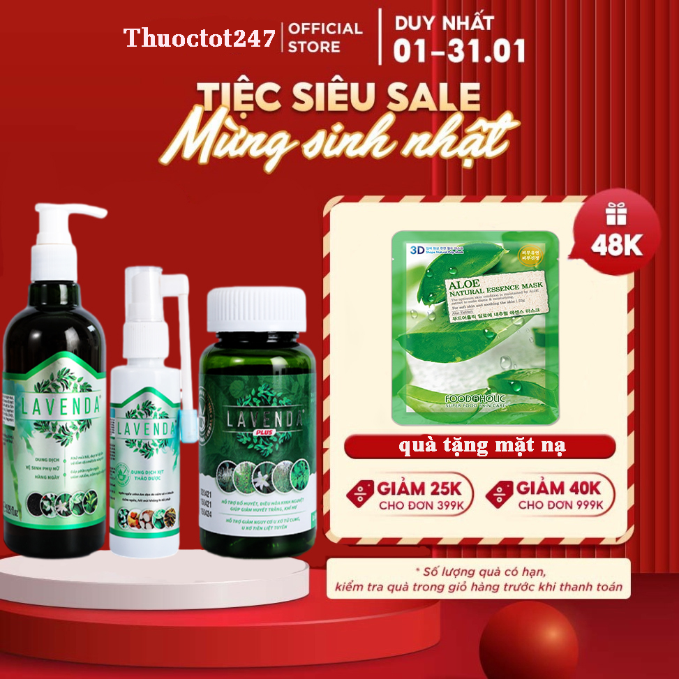 Combo bộ 3 LAVENDA xóa sổ khí hư huyết trắng nấm ngứa