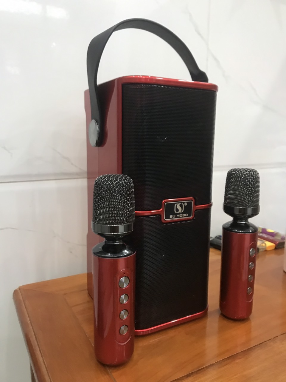 Loa karaoke bluetooth YS218, 2 bass mẫu mới